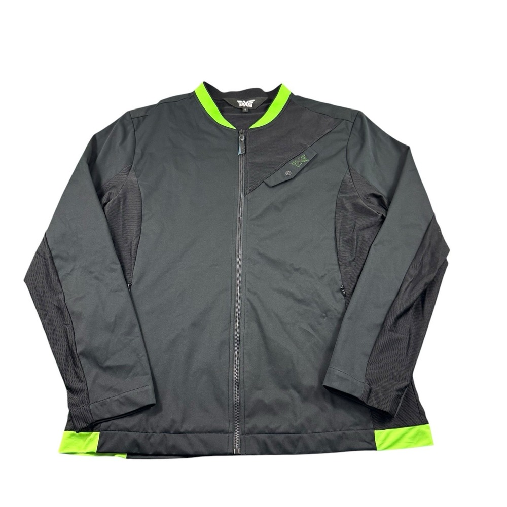 PXG Parsons Extreme Golf Black Green Full Zip Performance Golf Bomber Size XL